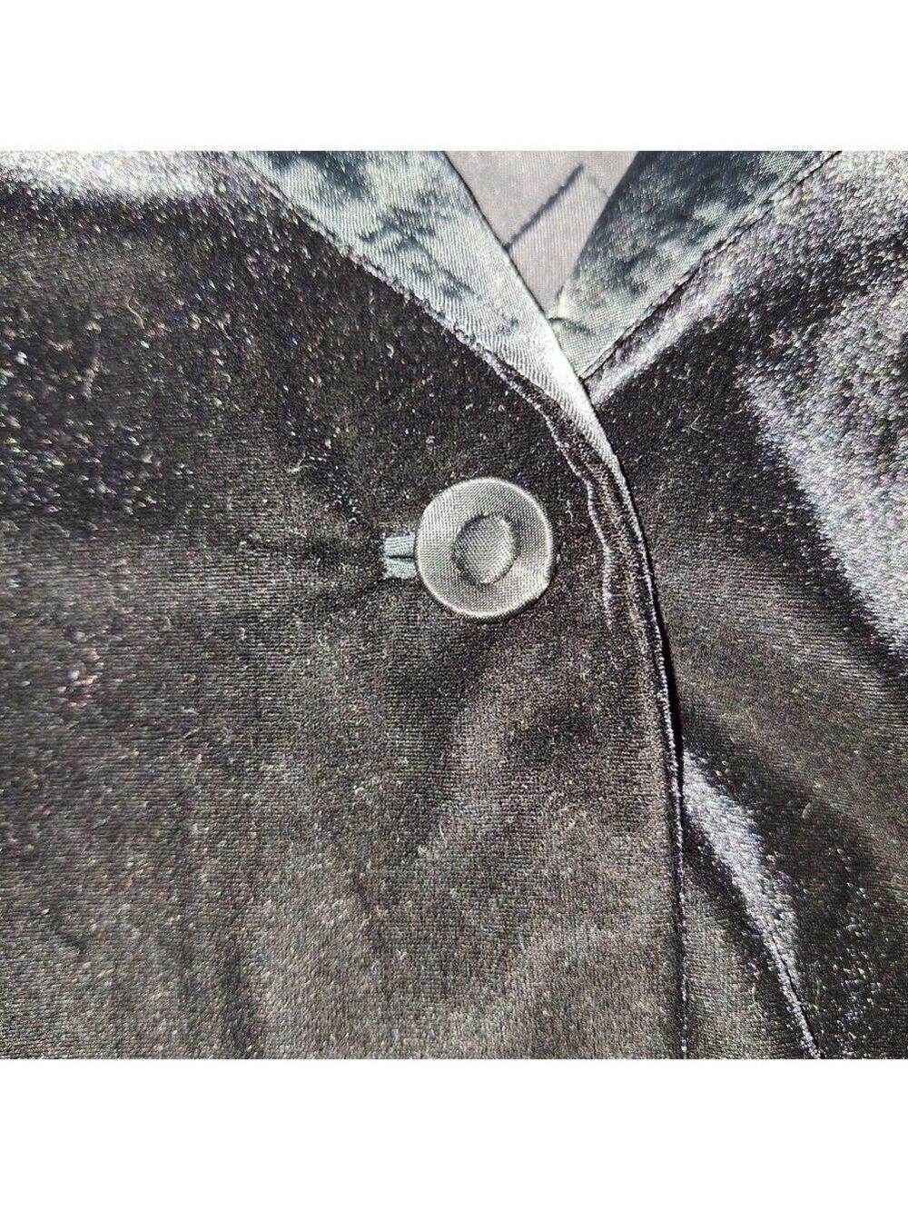 Doncaster Black Crushed Velvet Two Button Vintage Blazer Jacket Large - Picture 4 of 6
